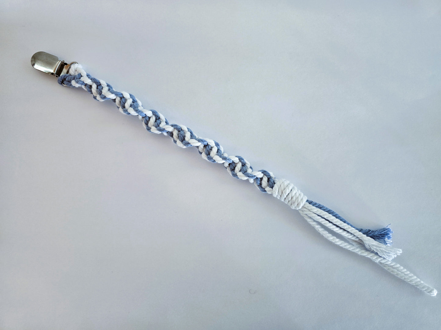 Attache tétine Blanc et Bleu Jeans