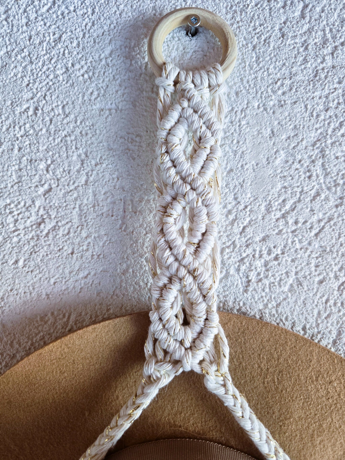 Porte chapeau double - Ecru et fil or