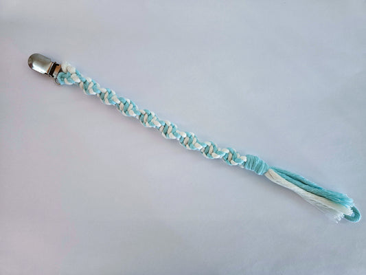 Attache tétine Blanc et Turquoise