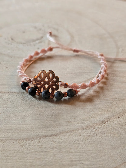 Duo bracelet Doré Rose