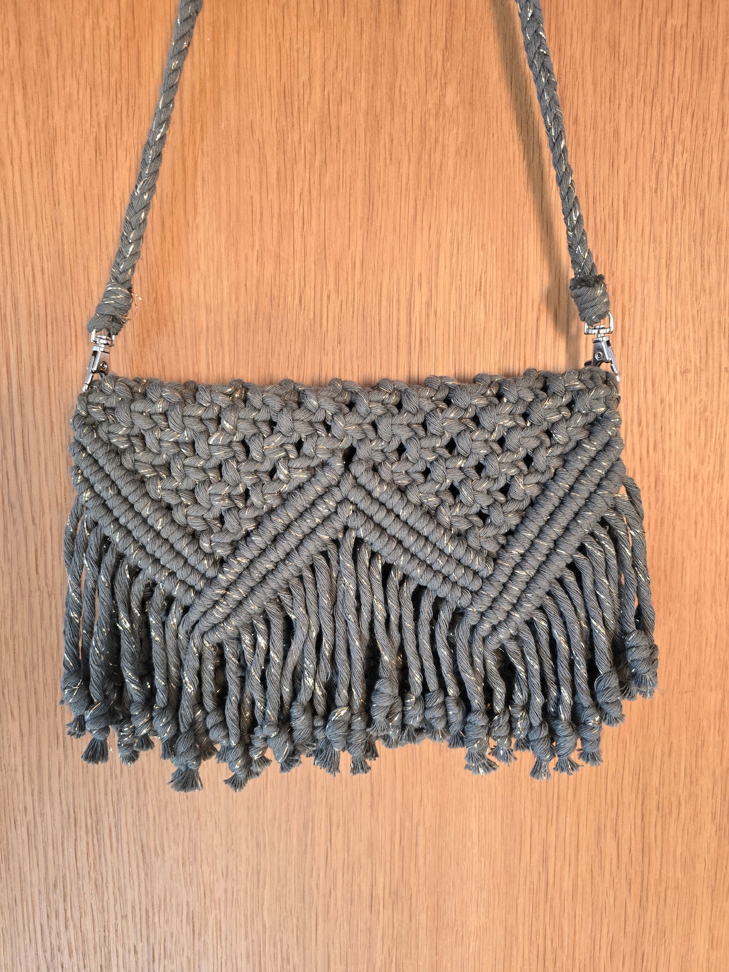 Sac en macramé - Khaki et Fil or